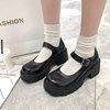 High student pleated skirt platform, retro footwear high heels English style for leather shoes, plus size, British style