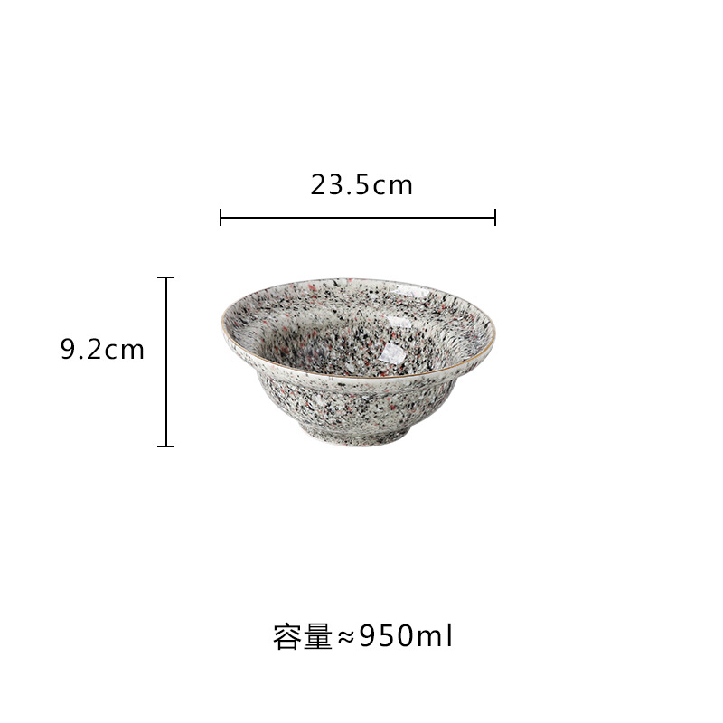 Horno de estilo japonés Flor de lluvia esmalte tazón de fideos de cerámica tazón de ensalada de frutas borde dorado mármol sombrero de paja tazón cubo tazón de sopa grande