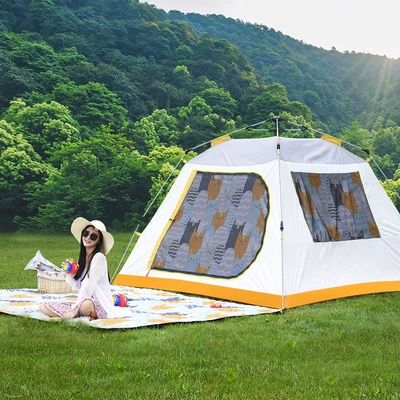Tent outdoor camping thickened rainproof automatic 3-4 people camping outdoor beach Children 2 people tent