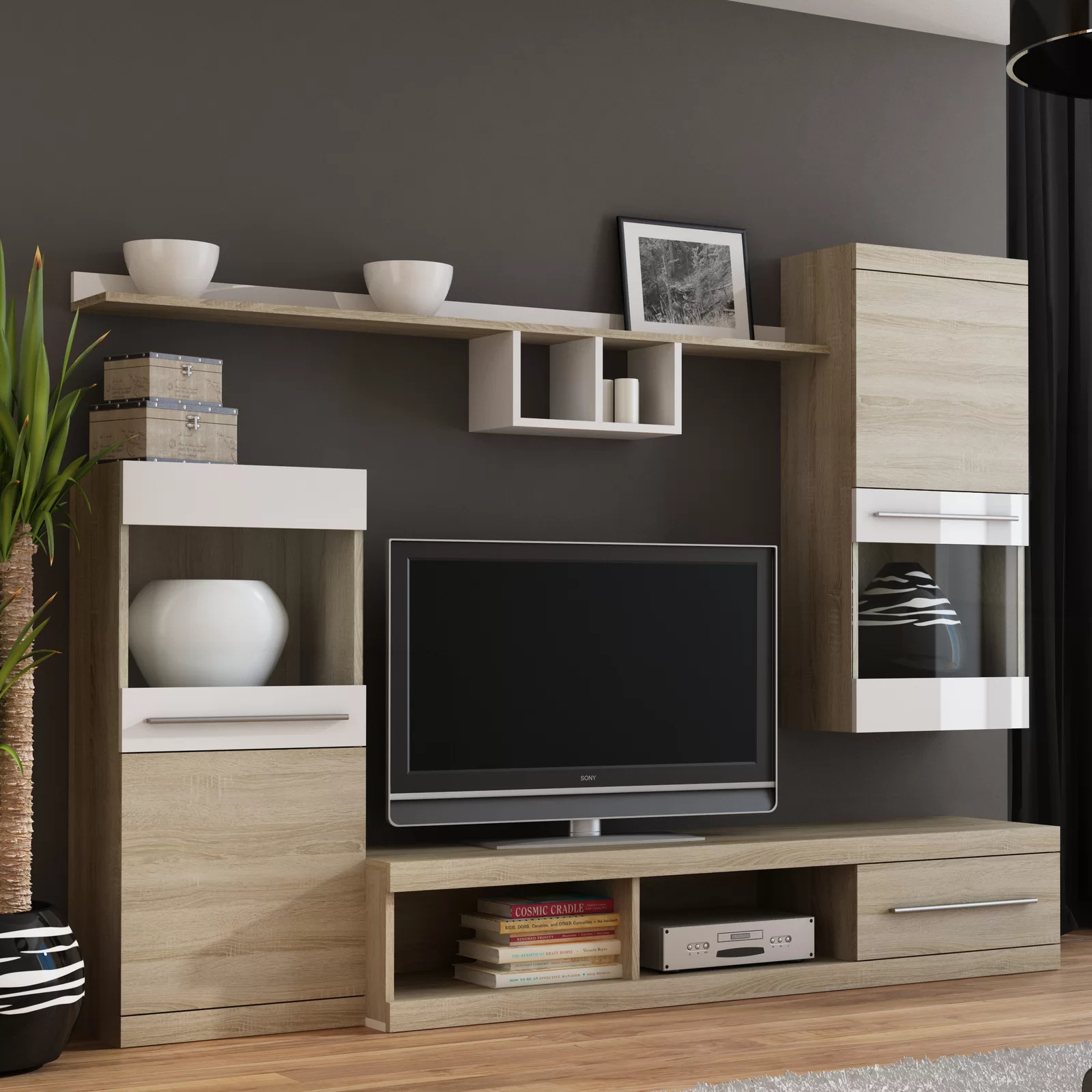 Los fabricantes suministran la combinación de gabinete visual minimalista moderno pequeño apartamento muebles de la sala de estar gabinete TV traje