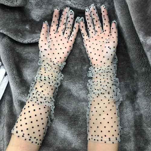 Sun protection gloves, summer thin mesh gloves, cycling and driving touch screen lace gloves