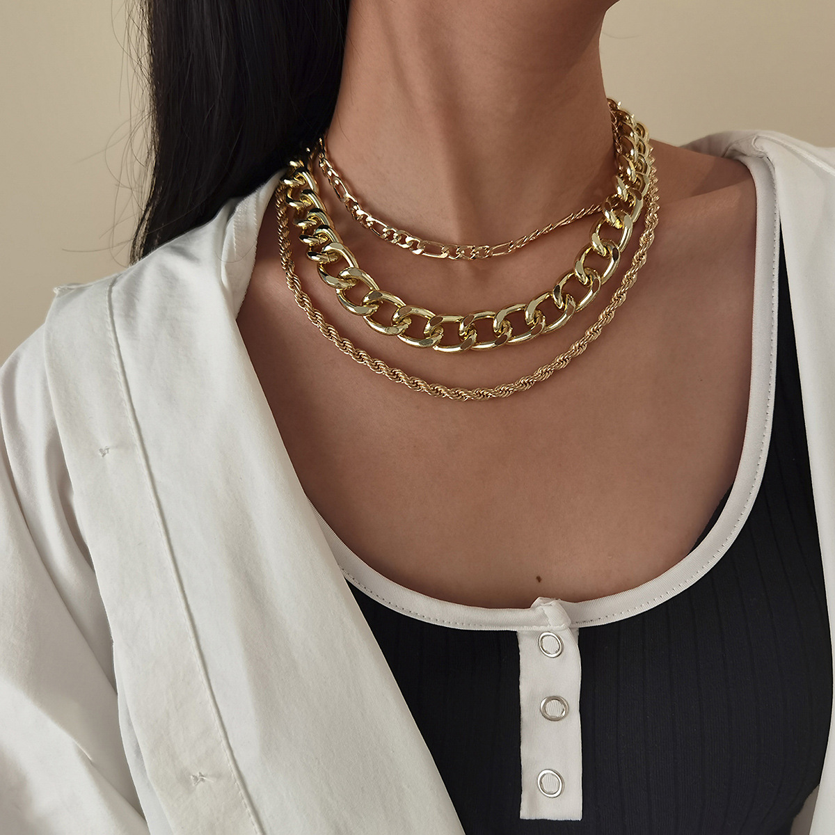 Punk Multi-layer Hip-hop Style Thick Chain Necklace display picture 8