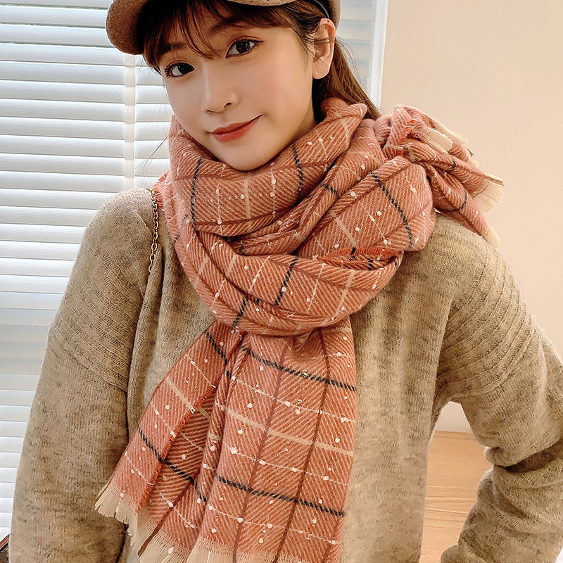 现货批发新款围巾女秋冬仿羊绒加厚保暖格子冬季披肩韩版学生围脖