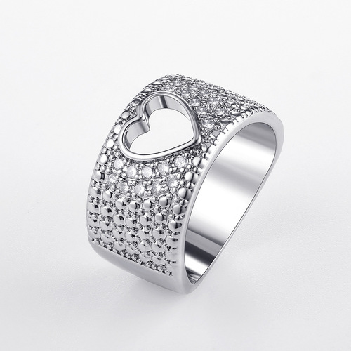 Recommended Autumn New Collection by Cao Shi: Exquisite Hollow Heart Copper Inlaid Diamond Women's Ring, Fashion Accessory Wholesale