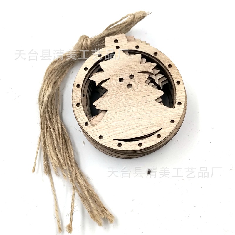 11 piezas de madera de paulownia de adornos navideños colgantes de dibujos animados creativos naturales 10 piezas en un paquete