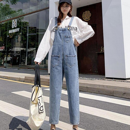 Overalls for women, Korean style loose jumpsuits, slim and versatile, Internet celebrity Mori women's wide-leg jeans 2024 new spring