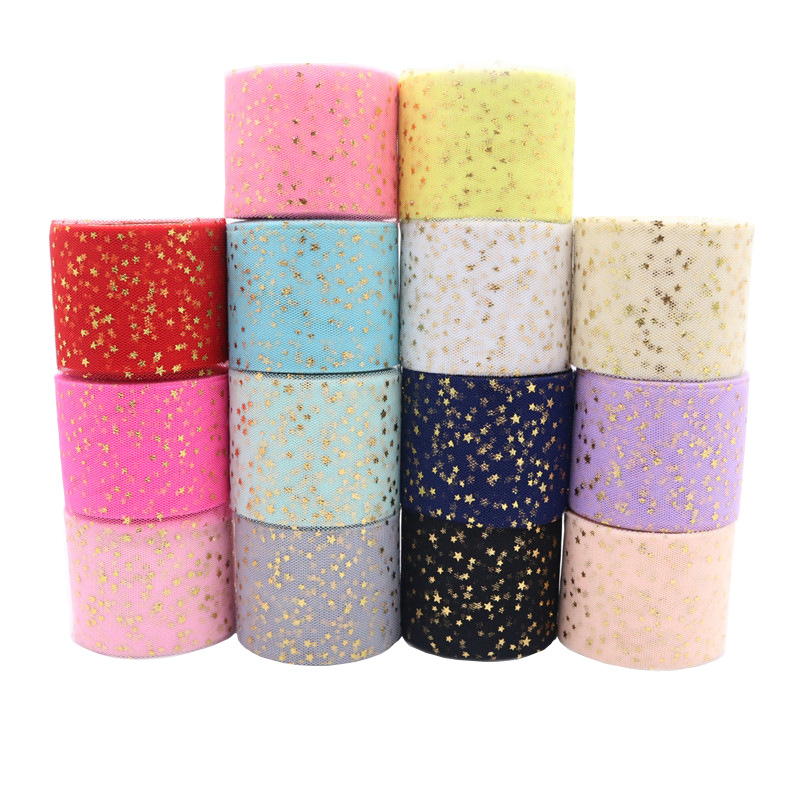 Bronzing Five-pointed Star Net Yarn Roll Children Bow Hairpin Princess Doll Yarn Skirt Accessories display picture 13