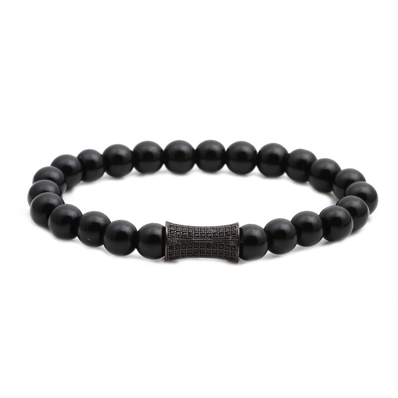 Pulsera Con Cuentas De Piedra Negra Mate display picture 5