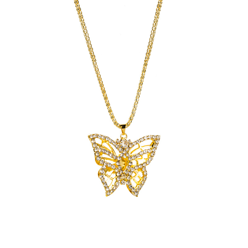 Collier De Strass Argent Or Creux En Forme De Papillon En Alliage De Style Hip Hop display picture 9