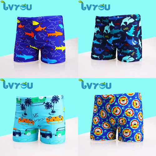 Cartoon children's swimming trunks, boxer baby swimming trunks, boys' plus size big children's hot spring swimsuits, optional swimming caps, special batch