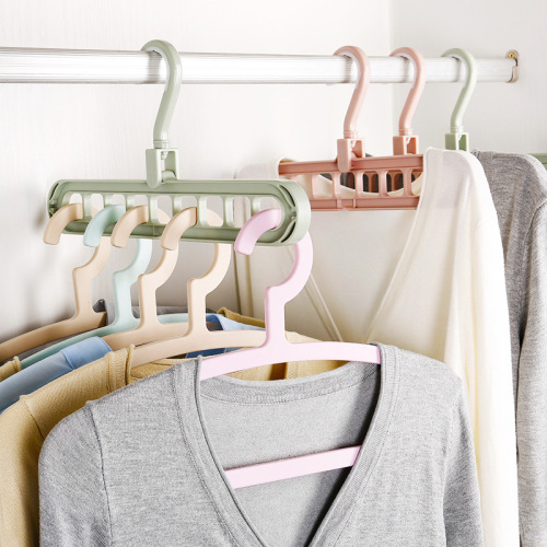 Multifunctional clothes hanger, home dormitory wardrobe storage artifact, clothes drying rack, organizer rack, folding nine-hole magic