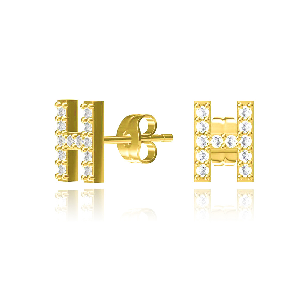 Hot-selling New Letter 26 English Copper Letters Zircon Earring For Women display picture 19