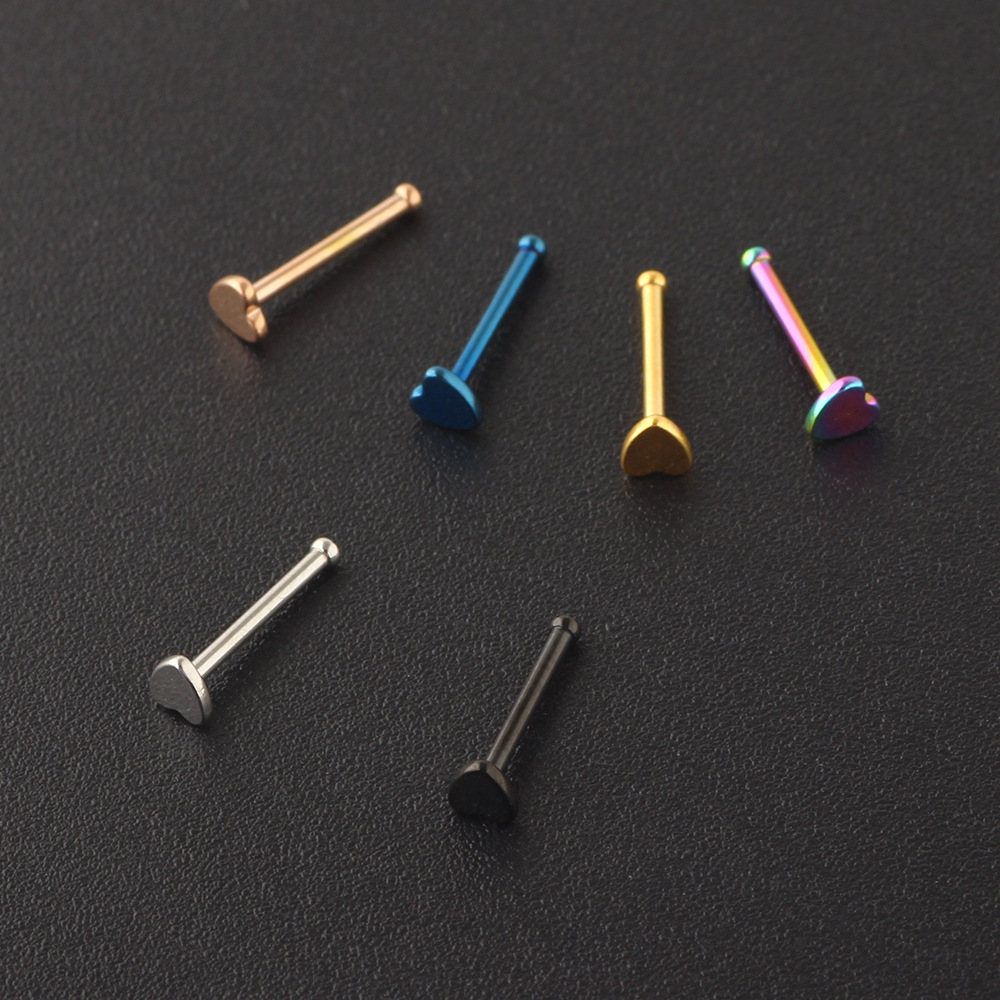 Rose Gold Bear Geometric Nose Stud 316L Surgical Steel Straight Curved Nose Ring Earring detail image 9