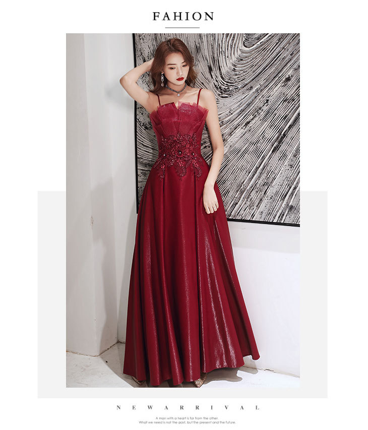 Bride's Toast 2026 New Winter-Autumn Elegant Wine Red Dress Suitable Casual Wear, Wedding, Engagement, Strapless Evening_ecoleips.com