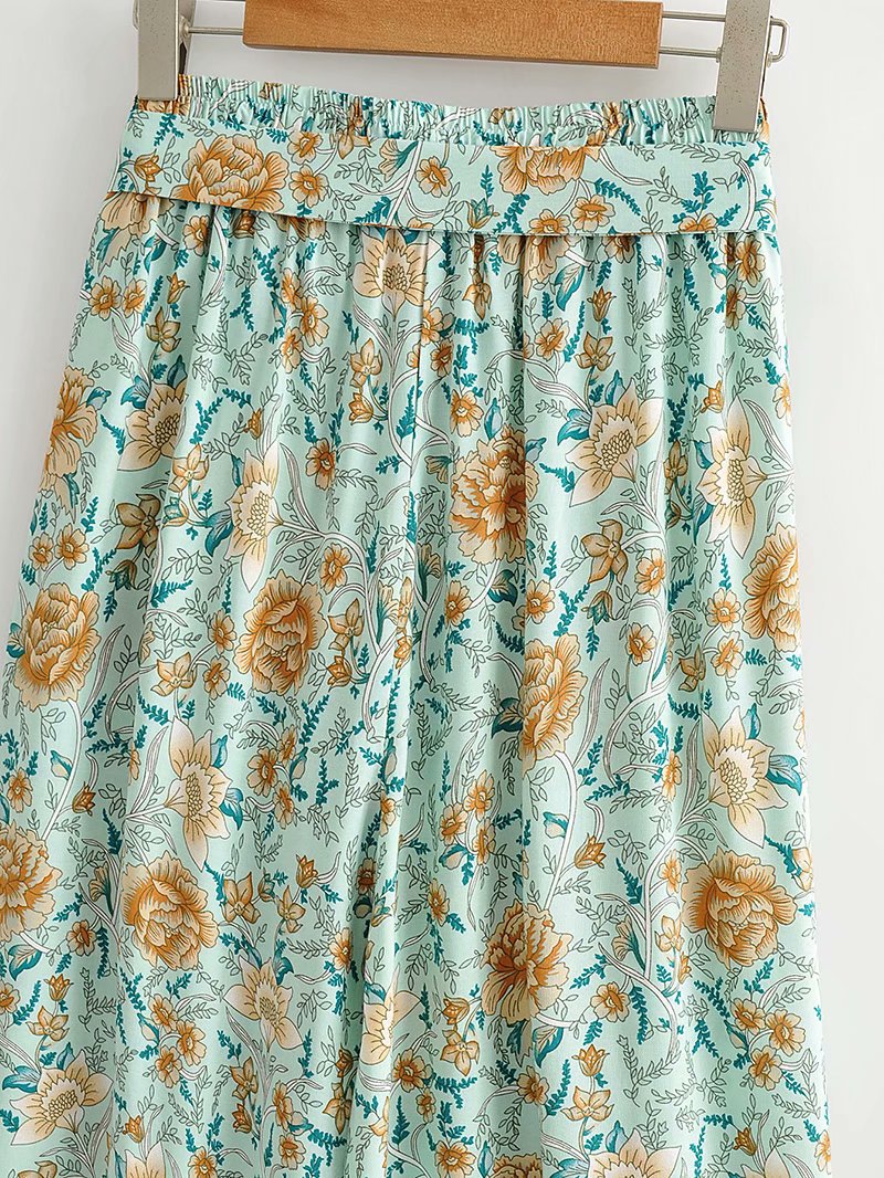 wholesale autumn cotton printed beach holiday shirt beach pants suit NSAM4235