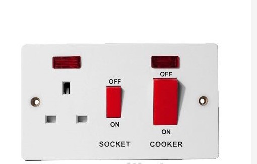 146出口英式胶木插座英标双断厨房开关45A 英标大功率墙壁插座13A