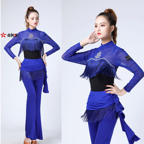 Teacher Guo Guo Bu Bu's new square dance costume for women, autumn and winter long-sleeved tassel suit, jitterbug dance costume