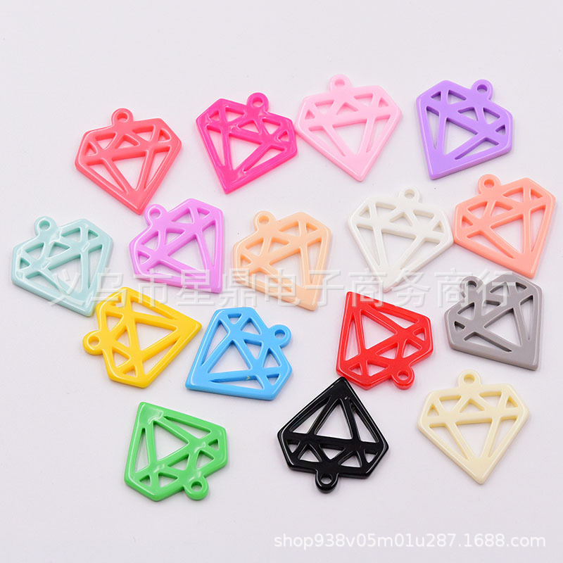 树脂仿真彩色钻石耳钩耳饰项链挂件挂饰手机贴片DIY饰品配件
