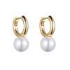 Fashionable earrings from pearl, simple and elegant design, silver 925 sample, Korean style