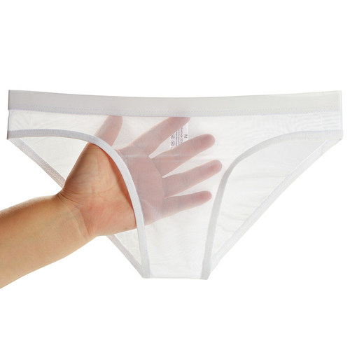 Junye Men's Nude Transparent Underwear Thin Mesh Bagless Tight Briefs Sexy Breathable Trendy Young Men