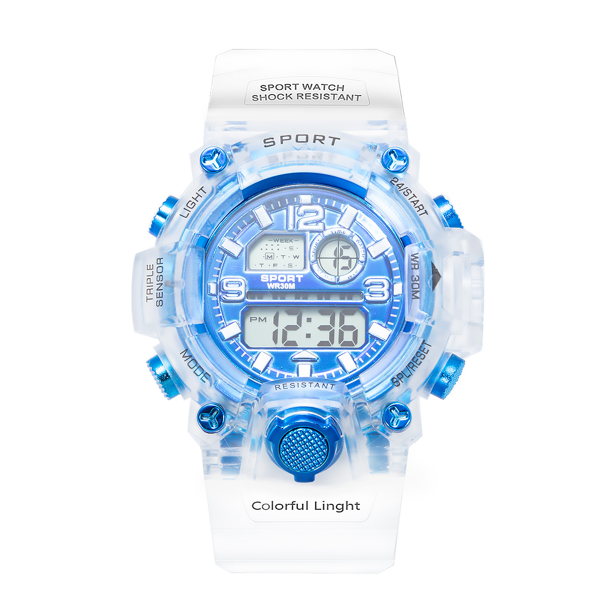 Cross-Border Reloj electrónico impermeable multifuncional para hombres para adolescentes y estudiantes reloj de alarma deportivo luminoso reloj de pareja popular