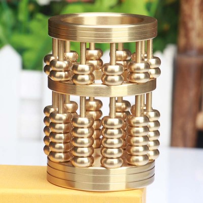 尚缘厂家批发纯铜圆算盘铜文昌笔筒家居风水摆件公司开业2024|ms