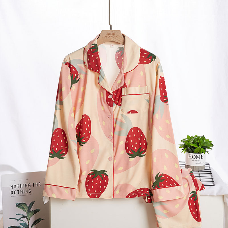 Pijamas de algodón 100% de doble cara para mujer Primavera y otoño de manga larga estudiante coreano invierno confinamiento ropa para el hogar traje