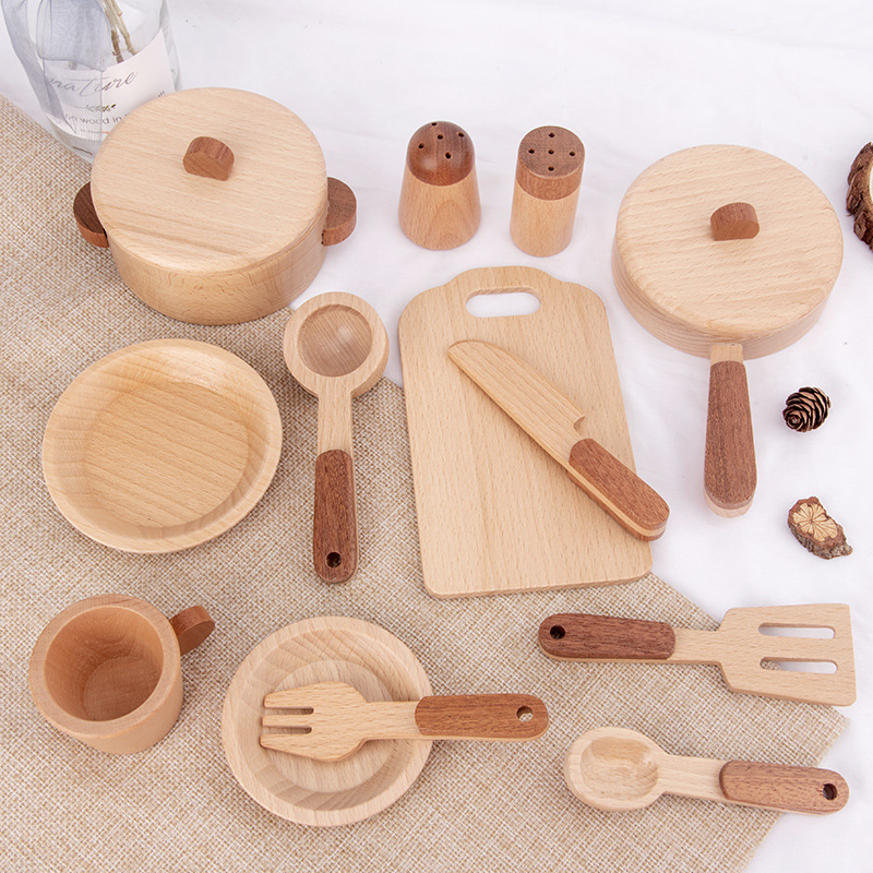 Cocina para niños Casa de juego cocina juguete para niñas casa de muñecas Simulación de madera utensilios de cocina Corea del Sur Niño de madera rompecabezas