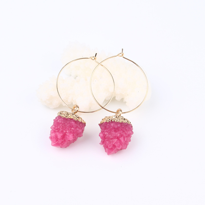 New Fashion Imitation Natural Stone Earrings Spherical Earrings Wholesale display picture 4