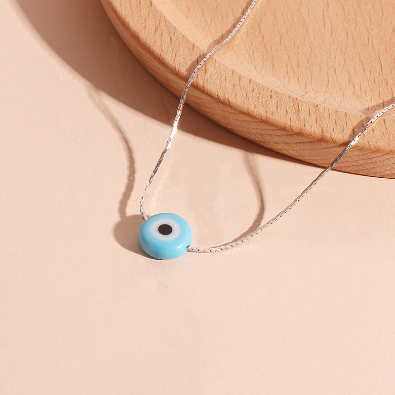 3g Weight Necklace Classification Wedding, Travel Occasion Women'S Gender Ethnic Style Style White, Blue Color New Products Devil's Eye Pendant Necklace Simple Fashion Eye Clavicle Chain Middle East Jewelry Wholesale Nihaojewelry 5