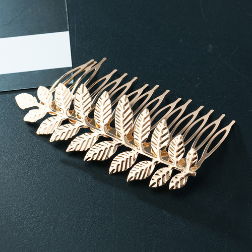 New European and American metal big tree leaf hair comb women's comb hair accessories cross-border simple hair plug factory direct sales 