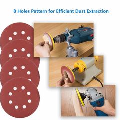 100pc 5-inch 8-hole back-coated disc sandpaper 125MM velour dry sanding disc sandpaper self-adhesive 40-240 grit