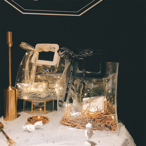 INS Transparent Baked Crystal Handbag PVC Women's Day Gift Bag Wedding Return Gift Bag Gift Bag Wedding Candy Bag