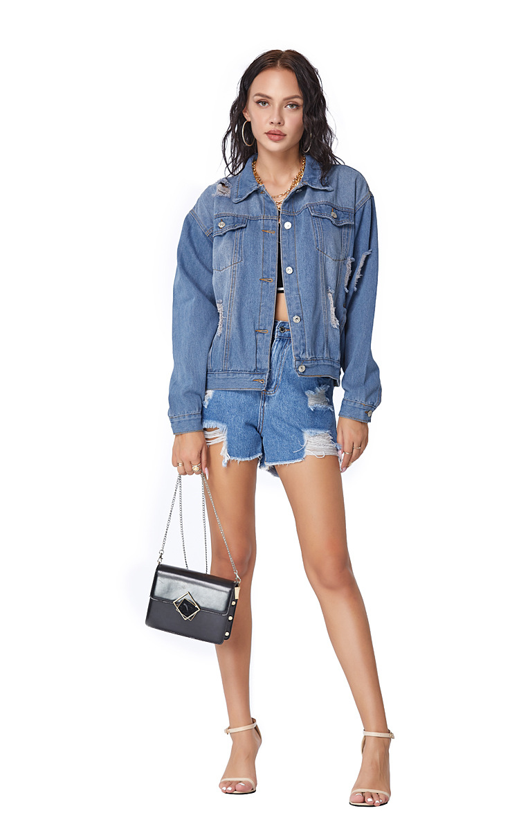 Solid Color Loose Denim Jacket NSSY9162