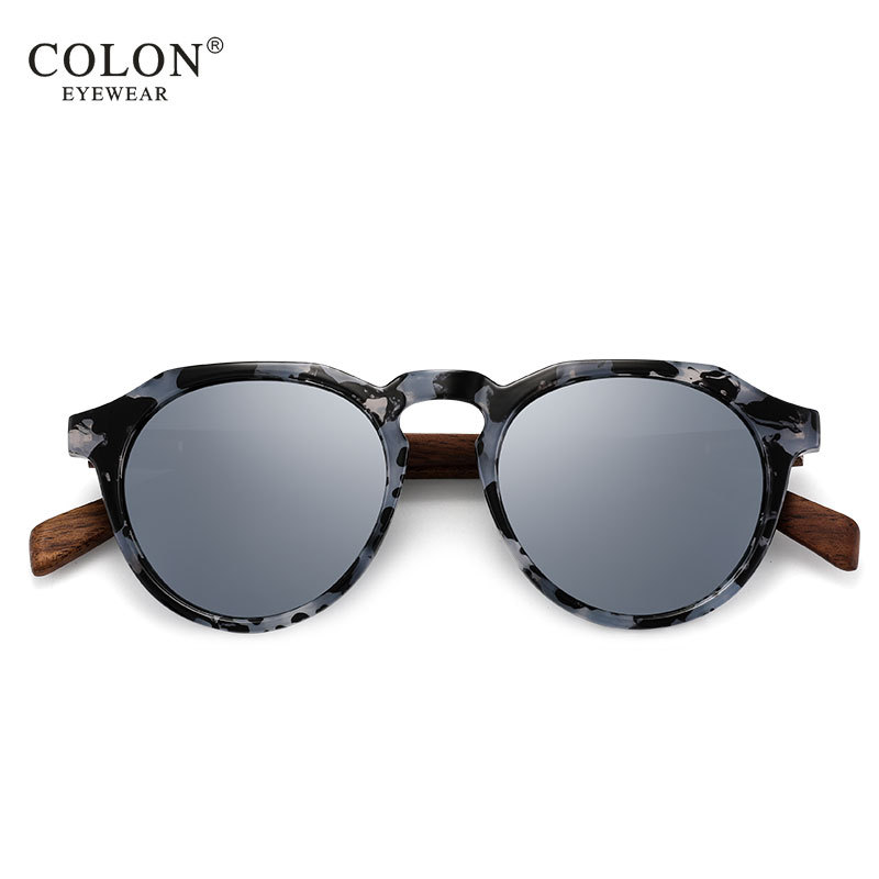 2020偏光太阳镜圆形眼镜竹木太阳眼镜复古休闲男墨镜跨境外贸批发