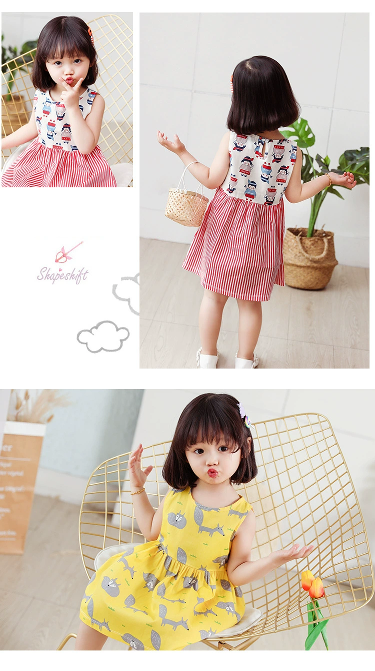 summer dresses	 100% Cotton Baby Girl Dress Summer Children Clothes Sleeveless Cloth Kids Princess Girls Dresses Party Fashion Outfit Clothing dresses evening