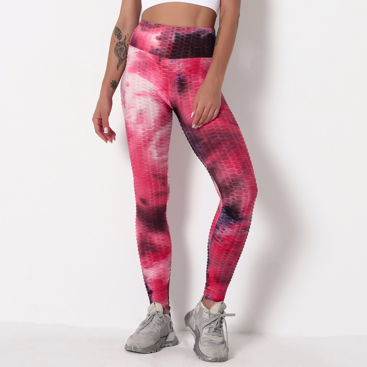 pantalones de yoga con efecto tie-dye en jacquard de tinta NSNS11006