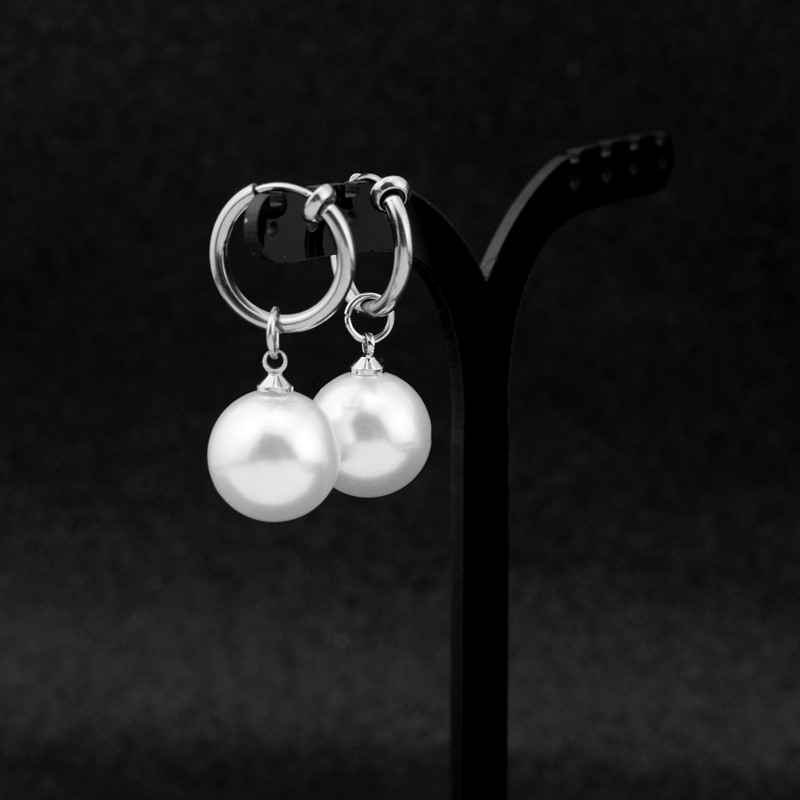10g Weight Drop Earrings Classification 1 Pair Quantity Holiday, Daily Occasion Stainless Steel Material Pearl Pattern Unisex Gender Polishing Design Simple Style Style 1 Pair Simple Style Pearl Polishing Stainless Steel Drop Earrings 13