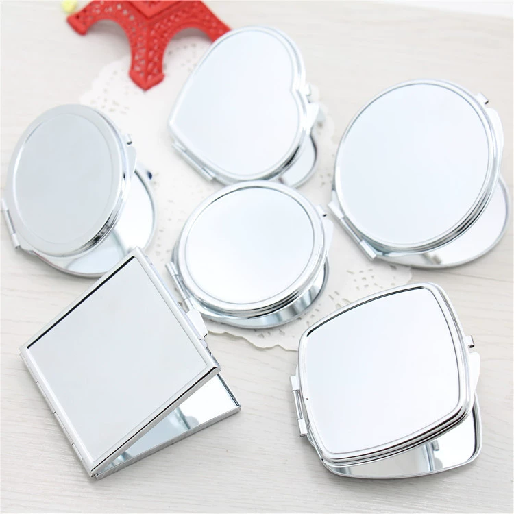 Compact Mirror heart-shaped, handmade, small portable pocket mirror, customizable logo