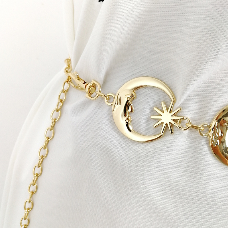 1 Piece Quantity Hip-hop Punk Sun Star Moon Metal Women's Waist Chain