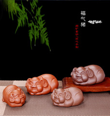 Yixing Zisha Lucky Pig Tea Pet Ornaments Manufacturer Wholesale Customized Crafts Handmade Gifts Tea Tray Tea Set Sculpture