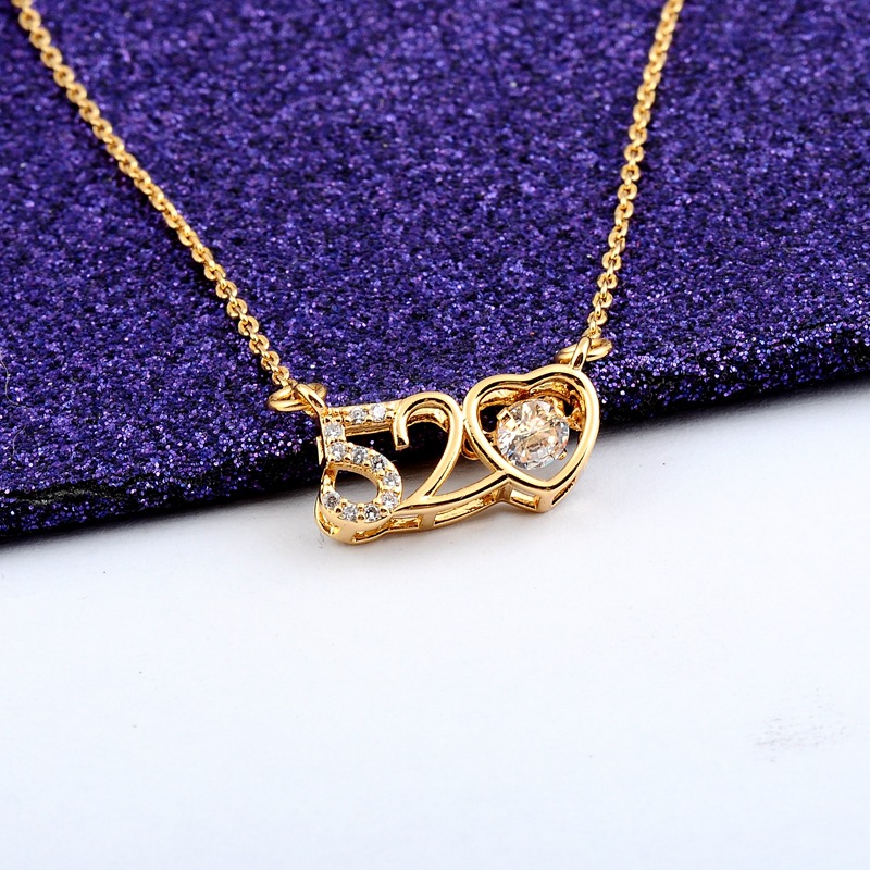 I love you 520 plated 18K gold necklace creative agonist necklace female Valentine's Day gift neck pendant wholesale