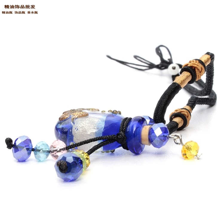 中国精油饰品网蓝色扁圆双扣绳巴洛克琉璃瓶项链1.jpg