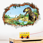 Наклейки для стен новый трехмерный Сломать стену динозавр мир декоративный фреска  3D ребенок дом спальня мультики наклейки