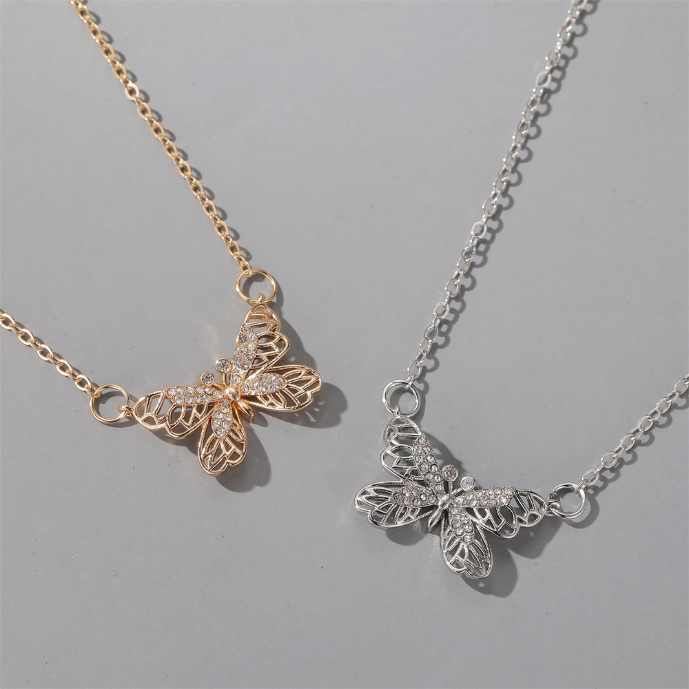 Papillon Simple Creux Petit Papillon Clavicule Brillant Collier En Cuivre Micro-incrusté display picture 2