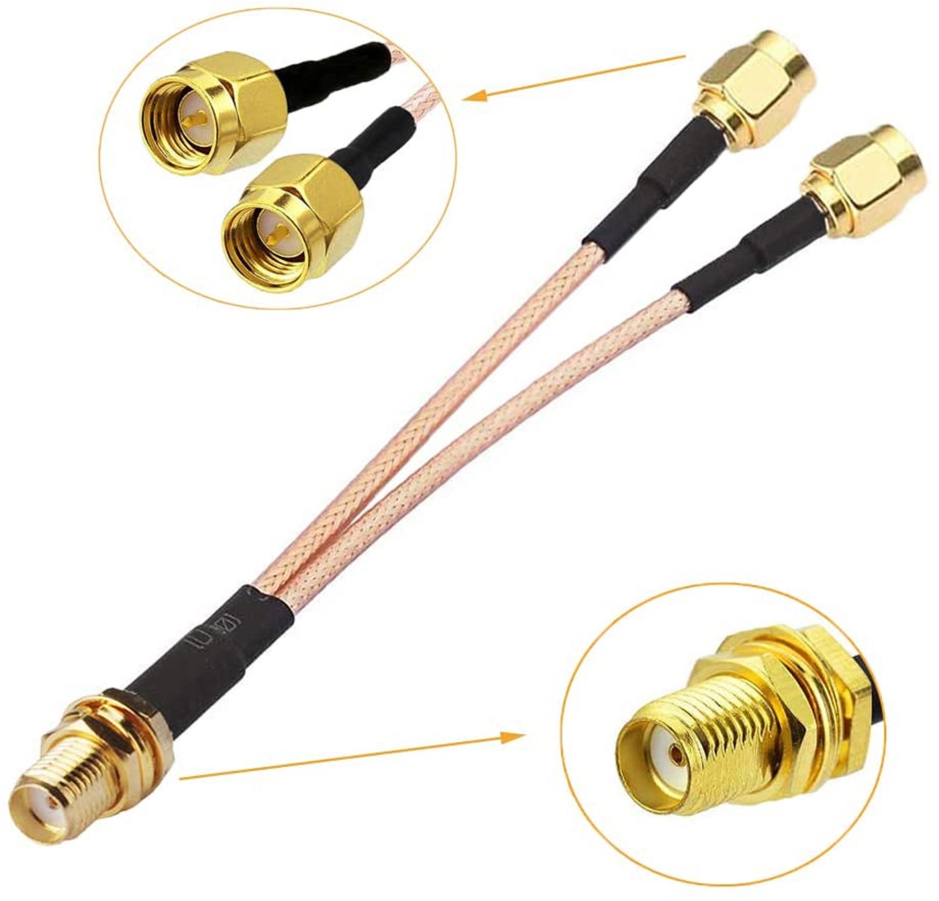 射频连接线:Y型线 SMA母头转双SMA公头 RG178/316天线连接线