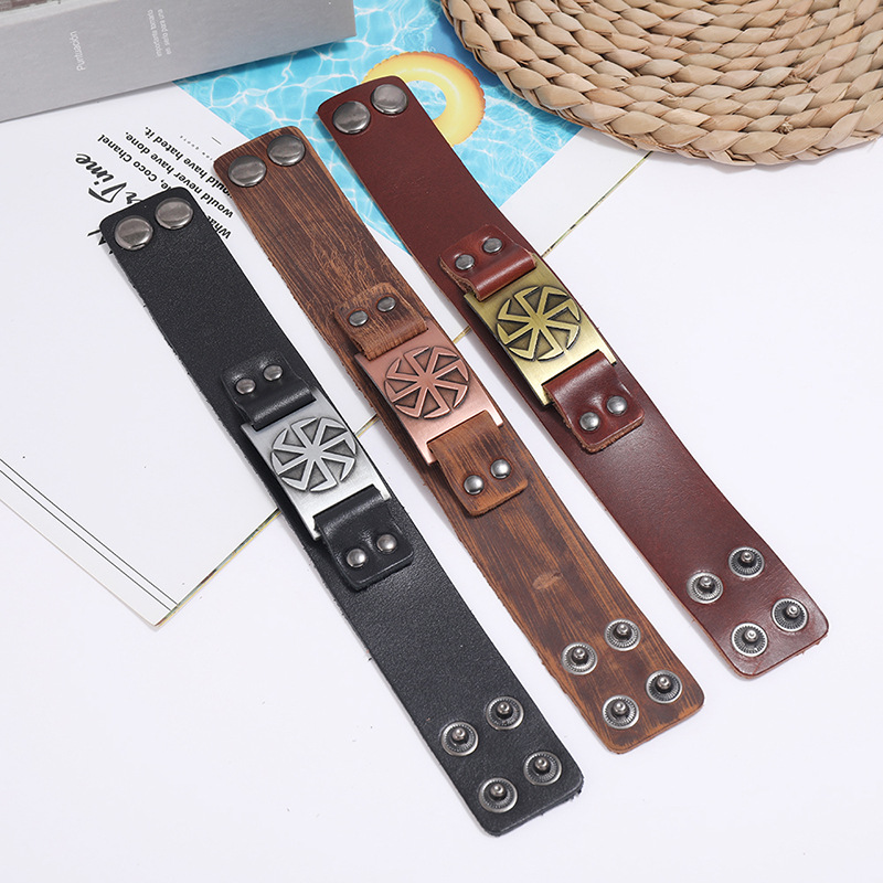 retro simple punk leather bracelet
