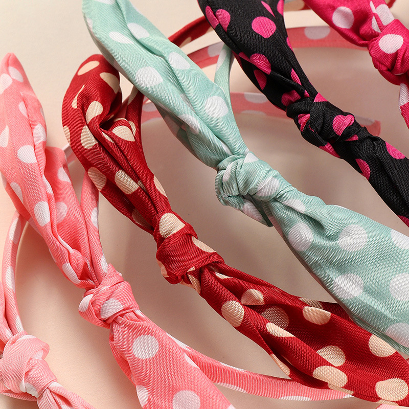 Koreanische Bowknot Polka Dot Kinder Haarband Set display picture 4