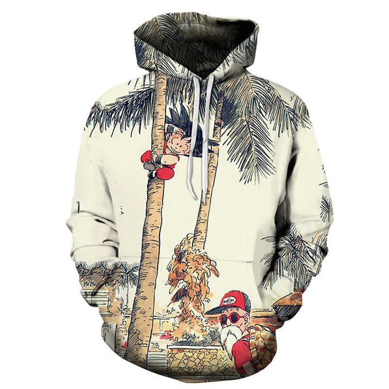 European and American New Dragon Ball 3D Animation Goku Casual Hooded Sweater Amazon Hot Selling Loose Pullover Sweatshirt