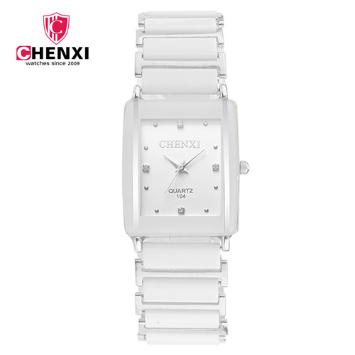 CHENXI/Morning Square Couple Watch Ceramic Cross-Border Foreign Trade Fashion Quartz Watch 104A Fangsheng Watch